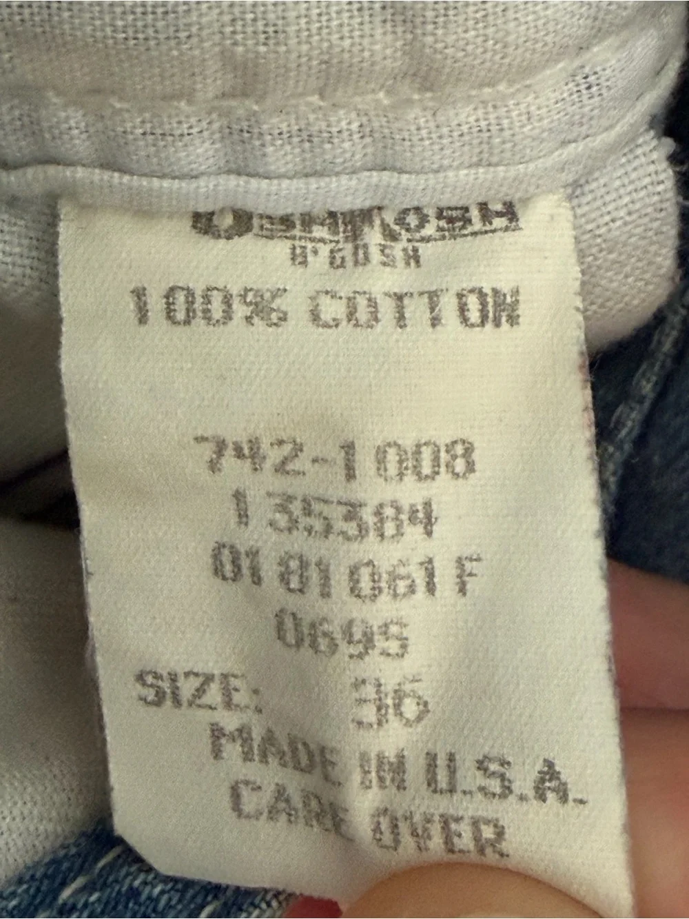 Vintage OshKosh B’Gosh Men's 36 Bib Overalls Vestbak Jean UNION MADE SANFORIZED
